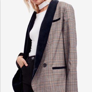 Free People velvet trim plaid blazer